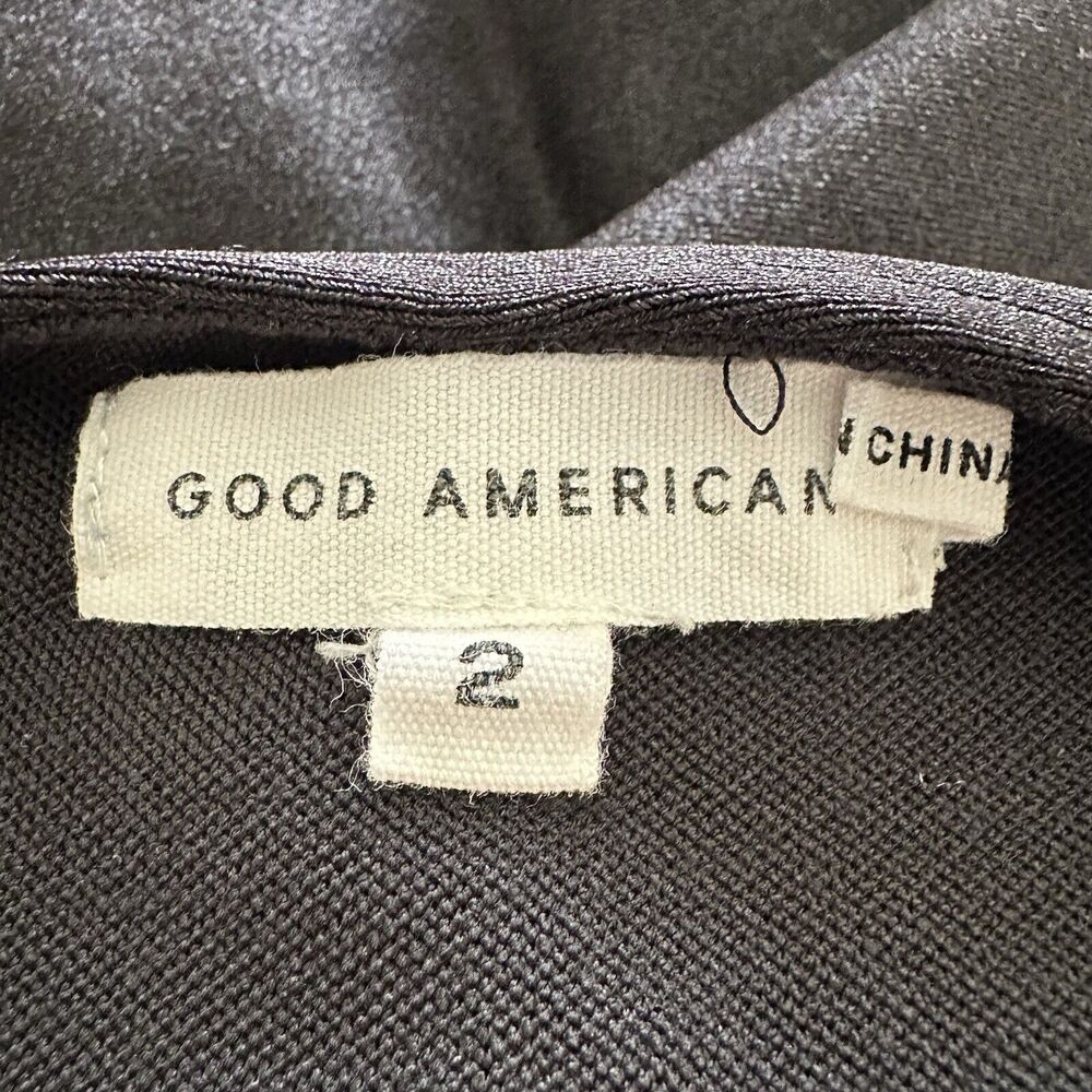 Good American Women Black Scuba Modern Tank Square Neck Bodysuit Size 2 - Picture 6 of 8